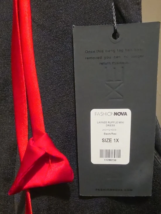 Laynee Ruffle Mini Dress - Black/Red - XL - Picture 2 of 4